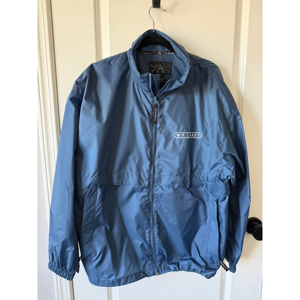 Stormtech Mens Full Zip Windbreaker Jacket Blue Mesh Lined WP Carey Size Medium